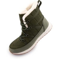 Skórzane damskie buty zimowe - ciepłe i wodoodporne. Fioletowe obuwie sportowe damskie HSN, bez wzorów, trekkingowe. Za 271.99 zł.