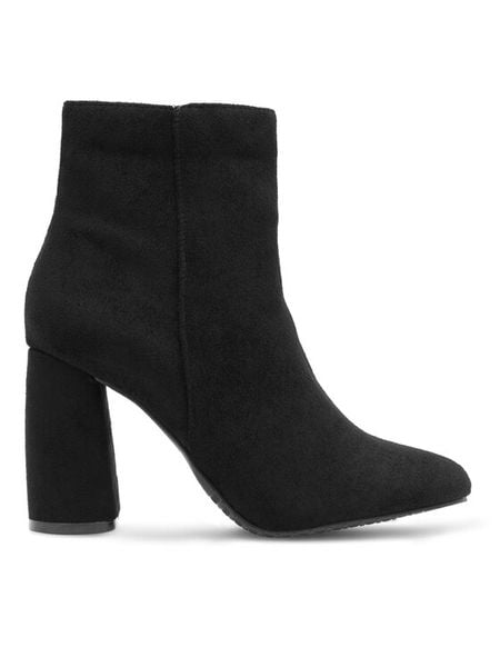 DeeZee Botki LS5079-08 Czarny. Czarne botki damskie DeeZee, z materiału, bez obcasa, na słupku, bez zapięcia. Za 159.99 zł.