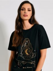 Koszula nocna - czarny. Czarne koszule nocne damskie Sinsay, l, bez wzorów, z bawełny, krótkie. Za 29.99 zł.