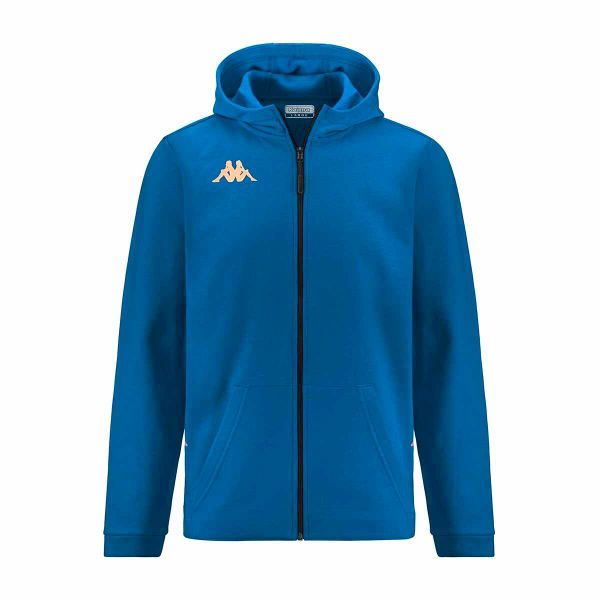 Bluza Kappa Giordizi. Niebieskie bluzy męskie Kappa, bez wzorów, bez kaptura, do piłki nożnej. Za 305.00 zł.