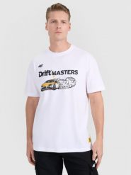 4F T-shirt regular z nadrukiem uniseks 4F x Drift Masters - biały L. Białe koszulki sportowe męskie 4f, l, bez wzorów, z bawełny, klasyczne, bez kołnierzyka. Za 119.99 zł.