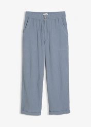 Spodnie culotte z bawełnianego muślinu. Brązowe spodnie materiałowe damskie bonprix, bez wzorów, z bawełny. Za 102.99 zł.