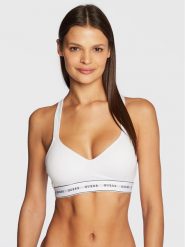 Guess Biustonosz top O1GC15 KBBU1 Biały. Białe biustonosze Guess, z aplikacjami, z bawełny. Za 179.99 zł.