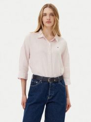 Tommy Hilfiger Koszula WW0WW46169 Różowy Loose Fit. Czerwone bluzki damskie Tommy Hilfiger, bez wzorów, ze lnu, bez kołnierzyka, bez ramiączek. Za 329.99 zł.