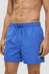 GUESS Granatowe którkie męskie kąpielówki New Basic, Rozmiar M. Niebieskie kąpielówki męskie Guess, l, z aplikacjami. Za 259.99 zł.