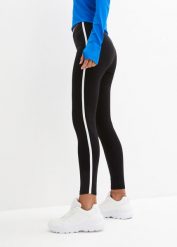 Legginsy sportowe, dł. przed kostkę. Czarne legginsy damskie bonprix, bez wzorów, na fitness i siłownię. Za 64.99 zł.