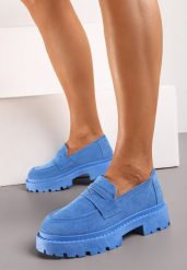 Niebieskie Casualowe Mokasyny z Ekozamszu na Grubej Podeszwie Viara. Niebieskie mokasyny damskie Born2be, z jeansu, eleganckie. Za 84.99 zł.