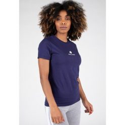 Koszulka sportowa damska Estero. Niebieskie koszulki sportowe damskie GORILLA WEAR, s, bez wzorów, z bawełny, bez kołnierzyka, bez ramiączek, na fitness i siłownię. Za 178.00 zł.