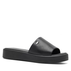 Klapki Lasocki. Czarne klapki damskie Lasocki, bez wzorów, bez obcasa. Za 159.99 zł.