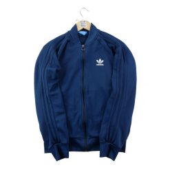 Second life - Kurtka dresowa męska Trefoil - Jak nowy. Niebieskie kurtki męskie Adidas, m, bez wzorów, z dresówki, na fitness i siłownię. Za 186.06 zł.