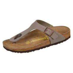 Klapki damskie Birkenstock Gizeh Stone Birkoflor. Niebieskie klapki damskie Birkenstock, bez wzorów, z materiału, bez obcasa. Za 369.00 zł.