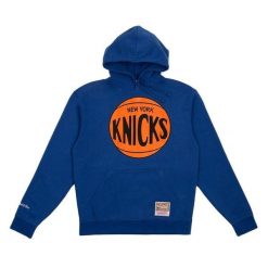 Bluza męska do koszykówki Mitchell & Ness NBA New York Knicks. Niebieskie bluzy męskie Mitchell & Ness, l, bez wzorów, z bawełny, bez kaptura. Za 443.30 zł.