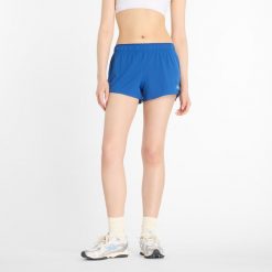 Spodenki damskie New Balance WS41286GAB – niebieskie. Niebieskie szorty sportowe damskie New Balance, l, bez wzorów, z materiału, sportowe, na fitness i siłownię. Za 299.99 zł.