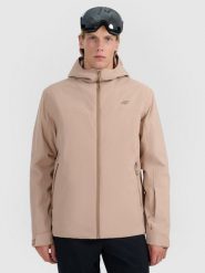 4F Kurtka narciarska membrana 5000 męska - beżowa XXL. Brązowe kurtki snowboardowe męskie 4f, m, bez wzorów, z tkaniny, bez kaptura, narciarskie. Za 349.99 zł.