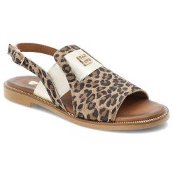 Beżowe Sandały Armodo Eleganckie Obuwie Damskie Lampart. Brązowe klapki damskie Armodo, bez wzorów, z jeansu, bez obcasa, na płaskiej podeszwie, bez zapięcia. Za 329.00 zł.