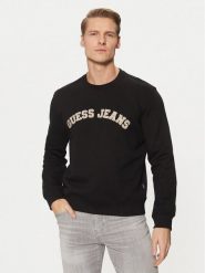 Guess Jeans Bluza M5RQ41 KCPR1 Czarny Regular Fit. Czarne bluzy męskie Guess Jeans, m, z aplikacjami, z bawełny, bez kaptura. Za 209.99 zł.