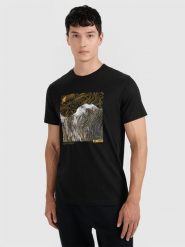 4F T-shirt regular z nadrukiem męski - czarny 3XL. Czarne t-shirty męskie 4f, m, bez wzorów, z bawełny, bez kołnierzyka. W wyprzedaży za 59.99 zł.