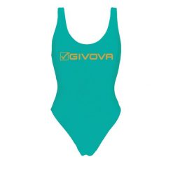 Damski kostium kąpielowy 1-częściowy Givova. Zielone kostiumy jednoczęściowe damskie Givova, m, bez wzorów, sportowe, do pływania. Za 144.03 zł.