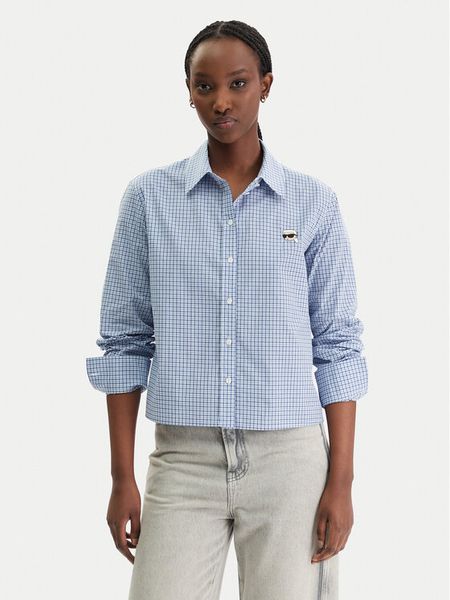 KARL LAGERFELD Koszula B1W11020 Błękitny Regular Fit. Niebieskie bluzki damskie KARL LAGERFELD, bez wzorów, z bawełny, bez kołnierzyka, bez ramiączek. Za 576.99 zł.
