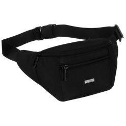 Miejska saszetka męska w czarnym kolorze z kieszenią zewnętrzną na suwak - Peterson. Czarne saszetki męskie Peterson. Za 69.99 zł.