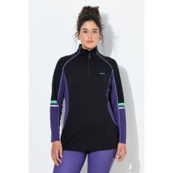 Damskie Bluzka funkcyjna wąska stójka zamek błyskawiczny długi rękaw. Czarne t-shirty damskie Ulla Popken, plus size, bez wzorów, z elastanu, bez kołnierzyka. Za 279.99 zł.