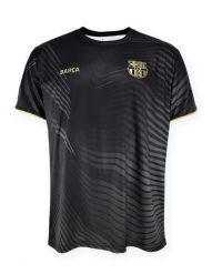 Barça 2025-26 treningowa koszulka - czarno-złota. Czarne koszulki sportowe męskie FC Barcelona, m, bez wzorów, z materiału, bez kołnierzyka, bez ramiączek, na fitness i siłownię. Za 178.14 zł.