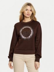Guess Bluza W5RQ05 K7EX1 Brązowy Regular Fit. Brązowe bluzy damskie Guess, m, z aplikacjami, z bawełny, bez kaptura. Za 229.99 zł.