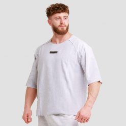 Koszulka męska fitness oversize Unity. Szare koszulki sportowe męskie GYMBEAM, m, bez wzorów, z bawełny, bez kołnierzyka, bez ramiączek, na fitness i siłownię. Za 67.90 zł.