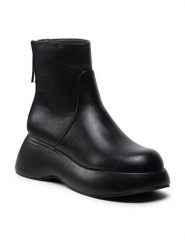 DeeZee Botki ZALY8813-8 Czarny. Czarne botki damskie DeeZee, ze skóry, bez obcasa, na koturnie, bez zapięcia. Za 259.99 zł.