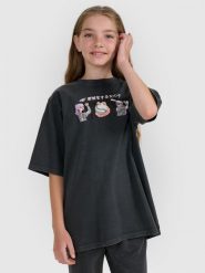 4F T-shirt oversize z nadrukiem dziewczęcy - szary 152 (11-12 lat). Szare t-shirty i topy dla dziewczynek 4f, bez wzorów, ze skóry, bez ramiączek. W wyprzedaży za 39.99 zł.