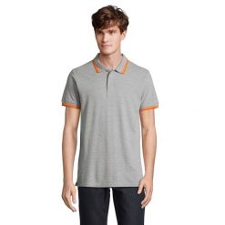 Męska Koszulka Polo Pasadena Melange. Niebieskie koszulki polo męskie SOL'S, m, bez wzorów, prążkowane, bez ramiączek. Za 112.99 zł.