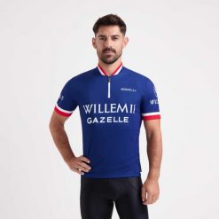 Koszulka rowerowa męska Rogelli Wagtmans. Niebieskie buty sportowe męskie Rogelli, m, bez wzorów, bez kołnierzyka, bez ramiączek, rowerowe. Za 294.99 zł.