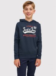Jack & Jones Junior Bluza Logo 12212287 Granatowy Regular Fit. Niebieskie bluzy dla chłopców Jack & Jones Junior, bez wzorów, z syntetyku, bez ramiączek, bez kaptura. Za 109.99 zł.