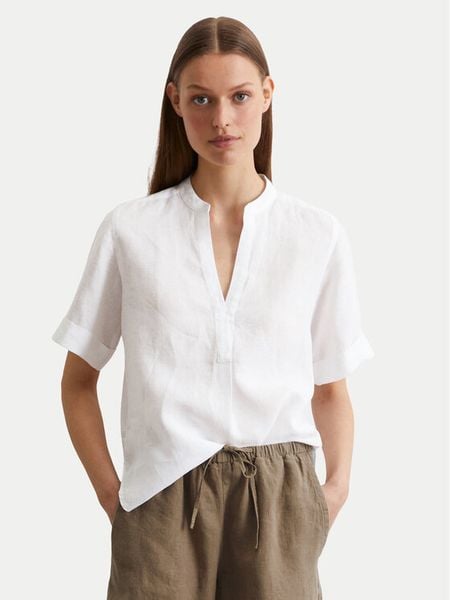 Marc O'Polo Koszula 516 1135 41069 Biały Regular Fit. Białe bluzki damskie Marc O'Polo, bez wzorów, ze lnu, bez kołnierzyka, bez ramiączek. Za 199.99 zł.