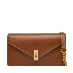Torebka Polo Ralph Lauren. Brązowe listonoszki damskie Polo Ralph Lauren, bez wzorów, bez dodatków. Za 1,209.00 zł.