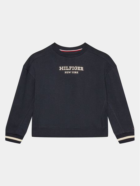 Tommy Hilfiger Bluza Monotype KG0KG07722 D Granatowy Relaxed Fit. Niebieskie bluzy dla dziewczynek Tommy Hilfiger, bez wzorów, z bawełny, bez ramiączek, bez kaptura. Za 189.99 zł.