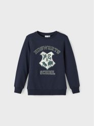 NAME IT Bluza HARRY POTTER 13210593 Granatowy Regular Fit. Niebieskie bluzy dla chłopców Name it, bez wzorów, z bawełny, bez ramiączek, bez kaptura. Za 159.99 zł.