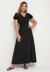 Czarna Sukienka Ozdobiona Bufkami Dolinossa. Czarne sukienki damskie Born2be, na co dzień, na lato, m, bez wzorów, bez kołnierzyka, bez ramiączek, maxi. Za 99.99 zł.