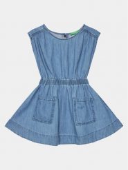 United Colors Of Benetton Sukienka jeansowa 4AD6CV029 Niebieski Relaxed Fit. Niebieskie sukienki dla dziewczynek United Colors Of Benetton, bez wzorów, z bawełny, bez ramiączek. Za 99.99 zł.