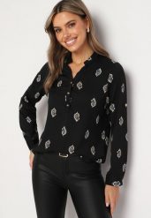 Czarna Koszula Ozdobiona Wzorem Paisley Irinde. Czarne bluzki damskie Born2be, l, bez wzorów, z jeansu, klasyczne, bez kołnierzyka, bez ramiączek. Za 59.99 zł.