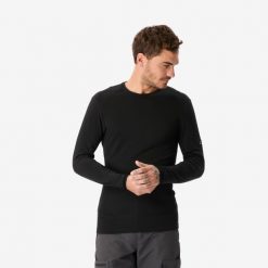 Koszulka z długim rękawem męska Simond MT500 merino. Czarne koszulki sportowe męskie SIMOND, l, bez wzorów, z materiału, bez kołnierzyka, bez ramiączek, trekkingowe. Za 249.99 zł.