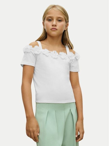 Mayoral Top 6003 Écru Regular Fit. T-shirty i topy dla dziewczynek Mayoral, bez wzorów, z bawełny, bez ramiączek. Za 119.99 zł.