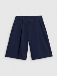 4F Spodenki casual damskie - granatowe M. Niebieskie szorty damskie 4f, m, bez wzorów, z tkaniny, casualowe, z podwyższonym stanem. Za 169.99 zł.
