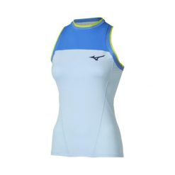 Koszulka tenisowa damska Mizuno Stargazer Tank Top. Niebieskie koszulki sportowe damskie Mizuno, m, bez wzorów, z materiału, bez kołnierzyka, bez ramiączek, na fitness i siłownię. Za 240.45 zł.