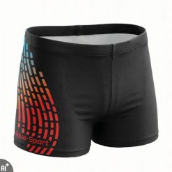 Kąpielówki męskie bokserki na basen spodenki pływackie Aqua-Sport Cosmo II Wave. Czarne kąpielówki dla chłopców AQUA-SPORT, m, bez wzorów, z elastanu, krótkie, na fitness i siłownię. Za 36.98 zł.