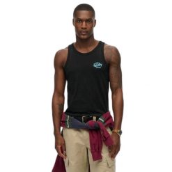 Tank top Superdry. Czarne t-shirty męskie Superdry., l, bez wzorów, prążkowane, bez kołnierzyka. Za 154.20 zł.