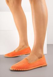 Pomarańczowe Espadryle Balerinki z Przeszyciami Firalissea. Brązowe espadryle damskie Renee, na lato, bez wzorów, eleganckie, bez obcasa, na obcasie, bez zapięcia. Za 49.99 zł.