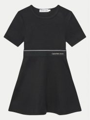 Calvin Klein Jeans Sukienka codzienna Logo Tape IG0IG02310 M Czarny Regular Fit. Czarne sukienki dla dziewczynek Calvin Klein Jeans, bez wzorów, z jeansu, bez ramiączek. Za 169.99 zł.
