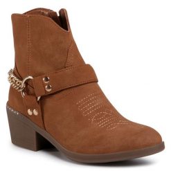 Botki Jenny Fairy. Brązowe botki damskie Jenny Fairy, bez obcasa, na słupku, bez zapięcia. Za 66.99 zł.