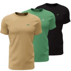 T-shirt męski (ZESTAW KOSZULEK 3 SZT.) 4F 4FWSS26TTSHM4481. T-shirty męskie 4f, l, bez wzorów, z bawełny, biznesowe, bez kołnierzyka. Za 119.99 zł.